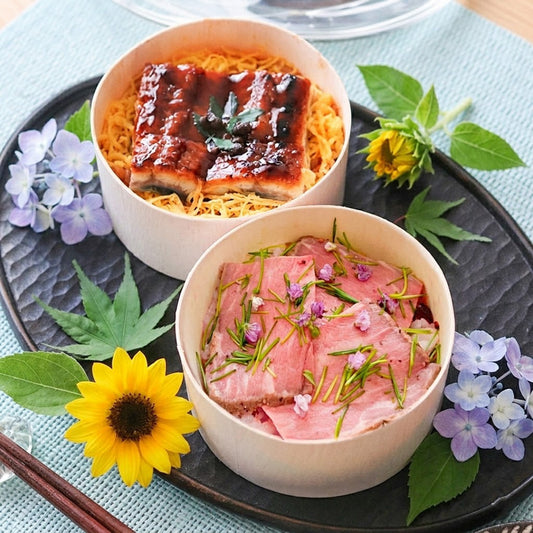 【父の日包装選択可能】国産鰻と和牛のローストビーフのわっぱご飯（２種各２個）