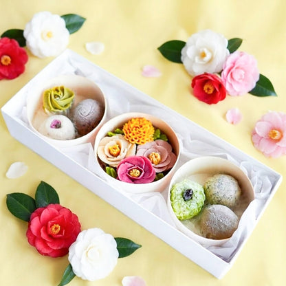 【冬のギフトに】＜うめとおはぎ＞古都の椿と冬菊　おはぎ7種7個