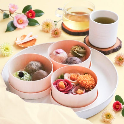 【冬のギフトに】＜うめとおはぎ＞古都の椿と冬菊　おはぎ7種7個