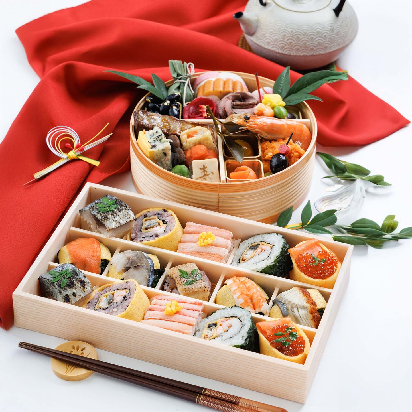 【2025年12/29・30お届け】★セットでお得★<2026年新年を祝う>ことほぎ華おせちとあでやか手鞠寿しセット