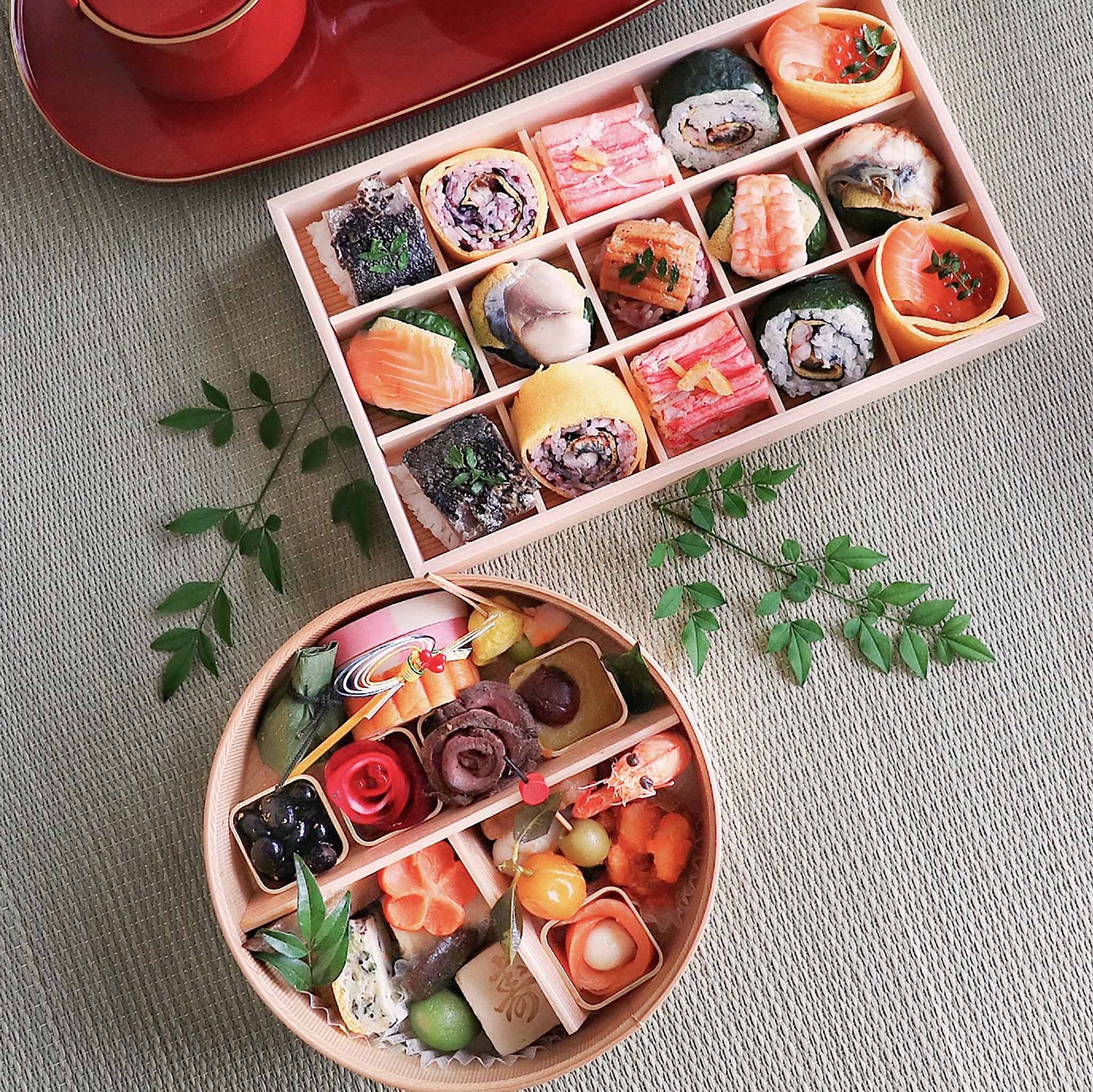 早割10%OFF【2025年12/29・30お届け】★セットでお得★<2026年新年を祝う>ことほぎ華おせちと手鞠寿し1セット